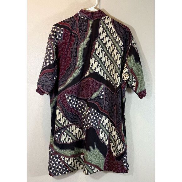 Batik Kencana Y2K Ungu Lightweight Short Sleeve Button Up Shirt Men's Large - Picture 2 of 7